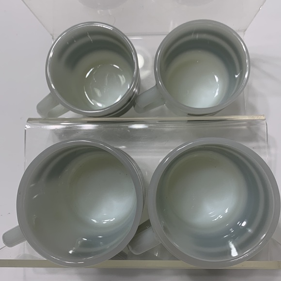 Vintage milk glass green stripe cup 4 count lot - Picture 9 of 16